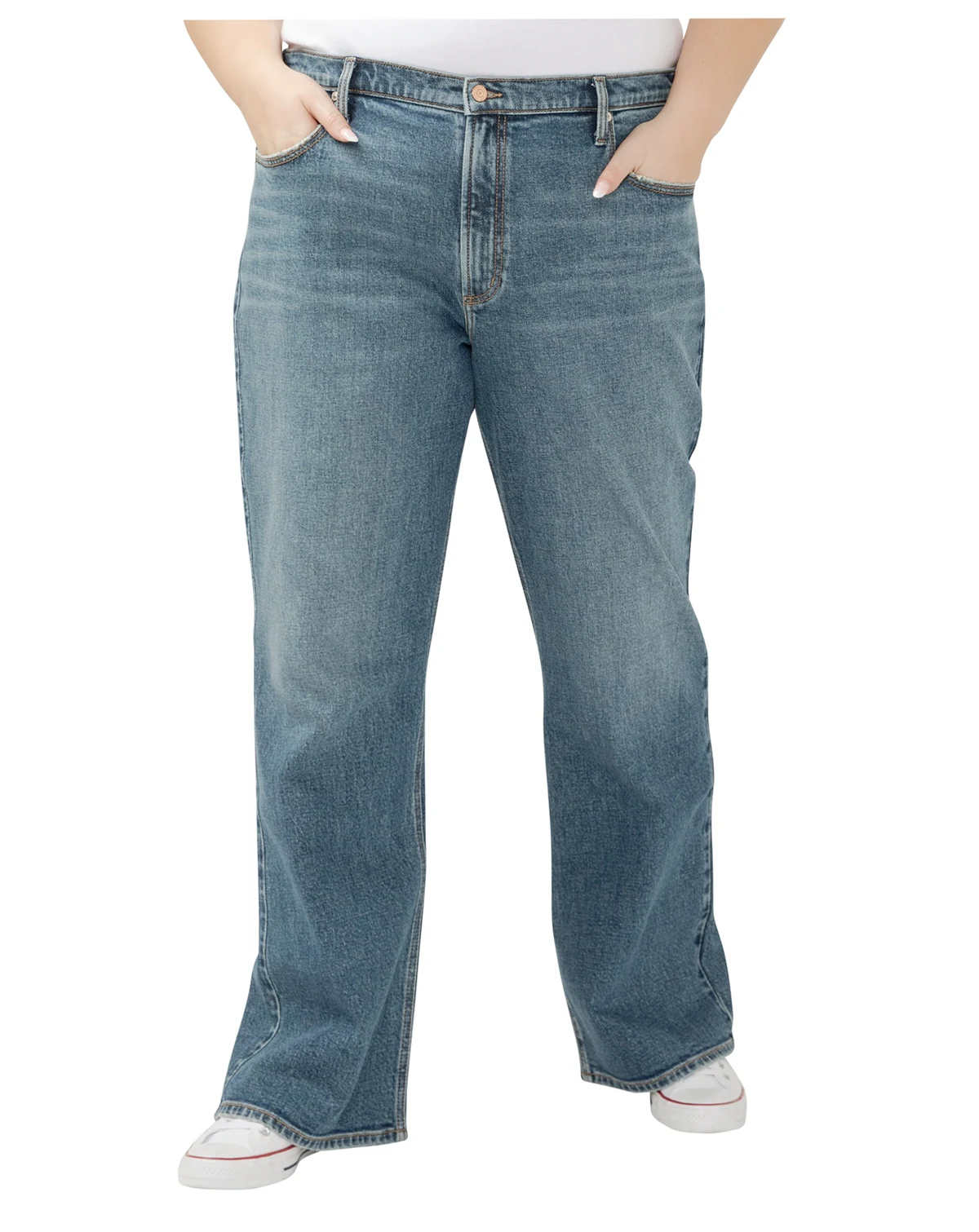 Plus Size Mid Rise Baggy Bootcut Jeans