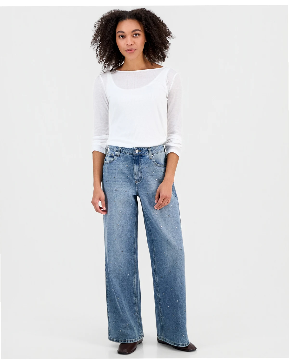 Women's Studded Wide-Leg Jeans, Macy's Exclusive