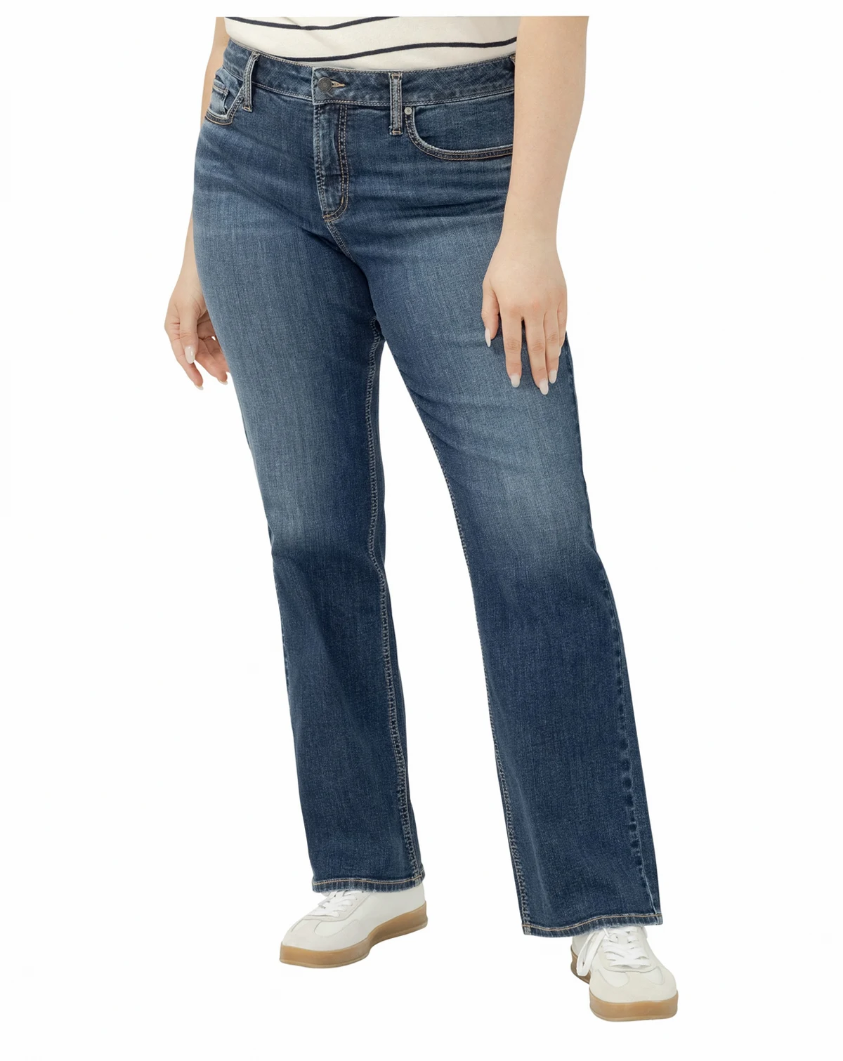 Plus Size Elyse Mid Rise Comfort Fit Bootcut Jeans