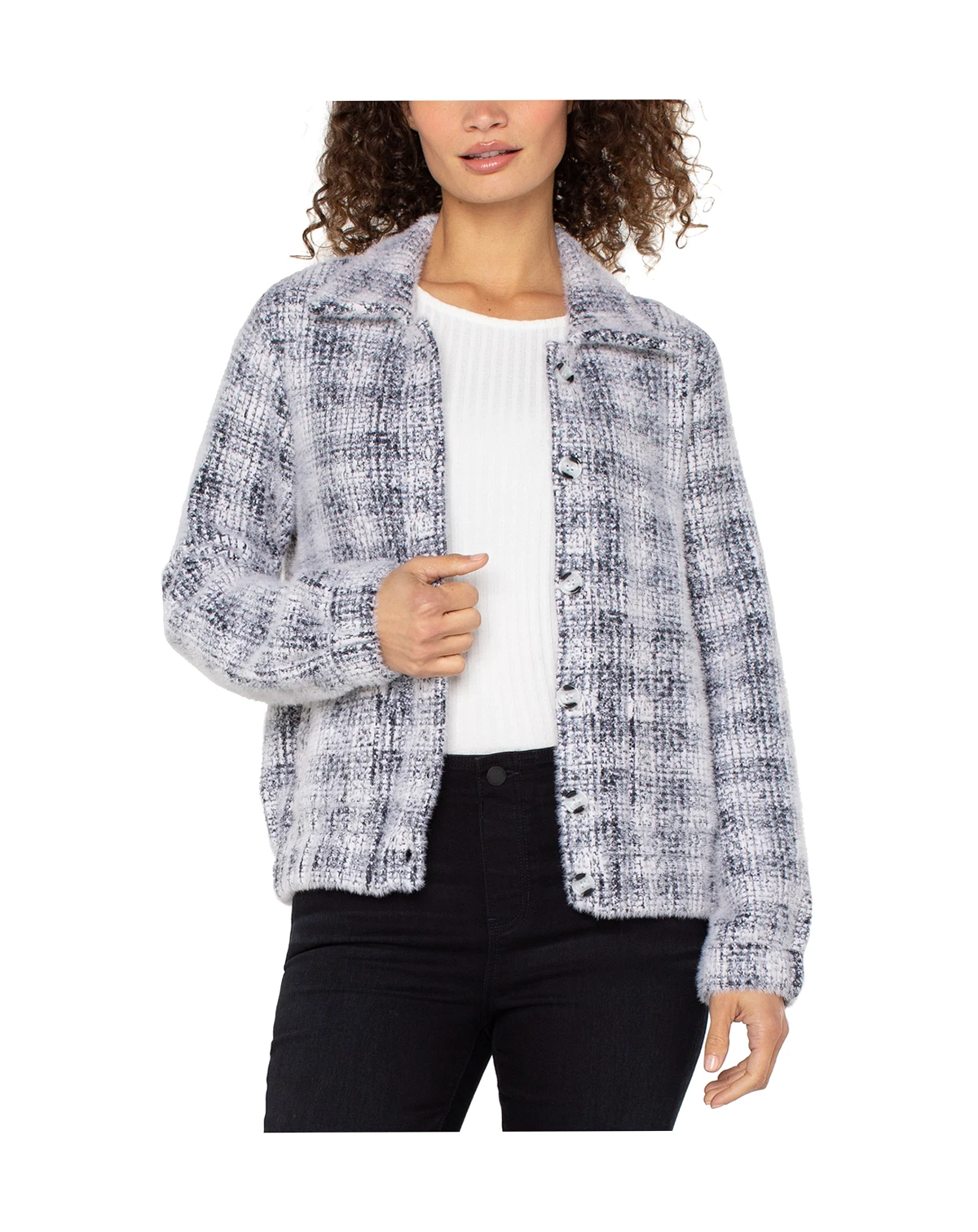 Women's Long-Sleeve Collared Bomber Sweater Jacket