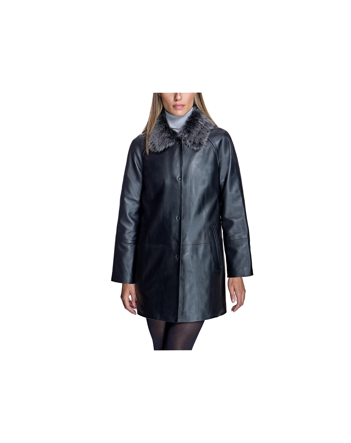 Women's Leather Jacket With Shearling Collar