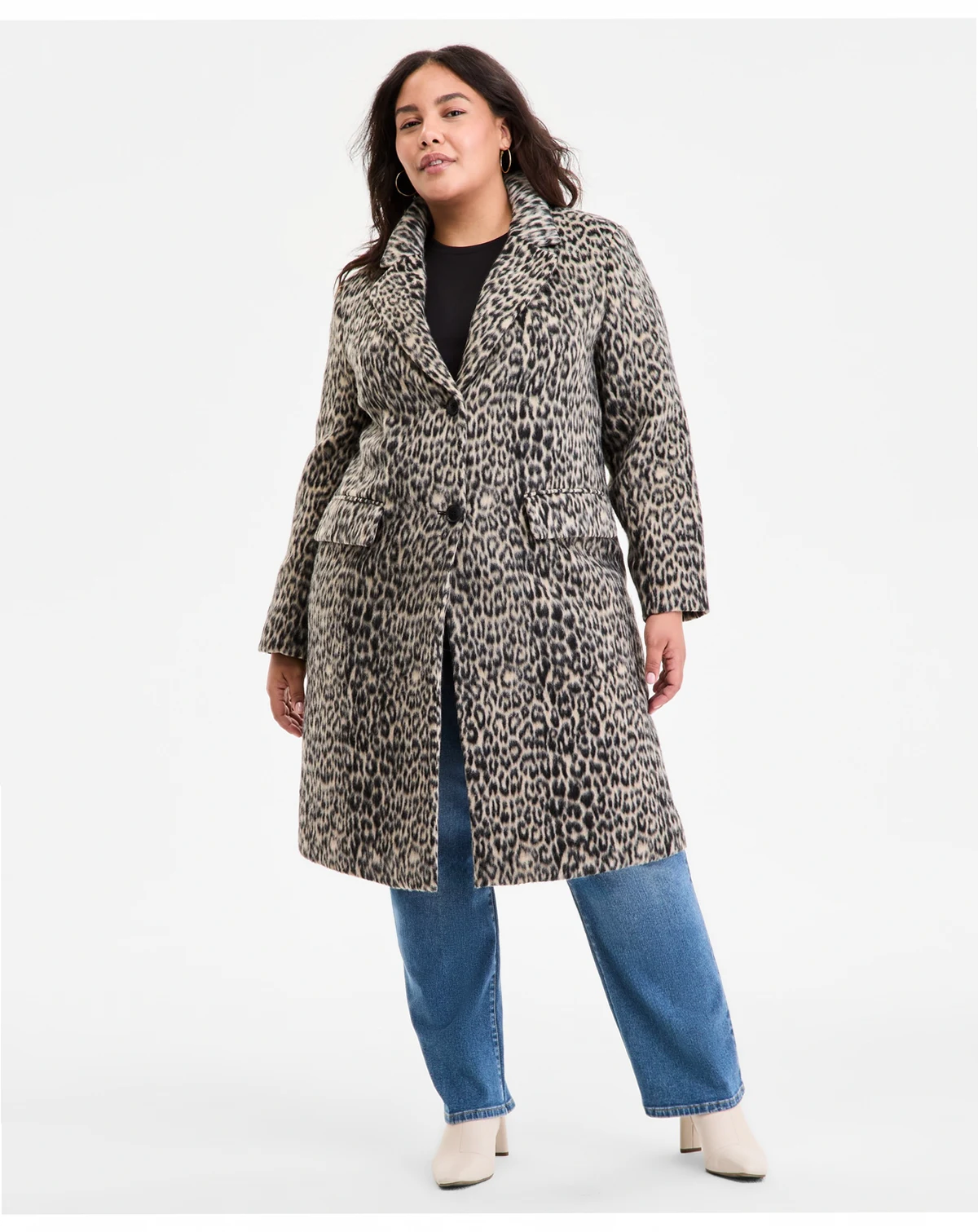 Plus Size Single-Breasted Coat