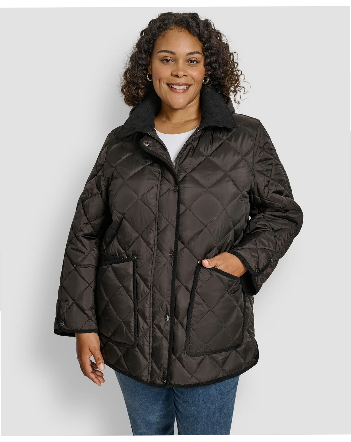 Plus Size Hooded Quilted Coat