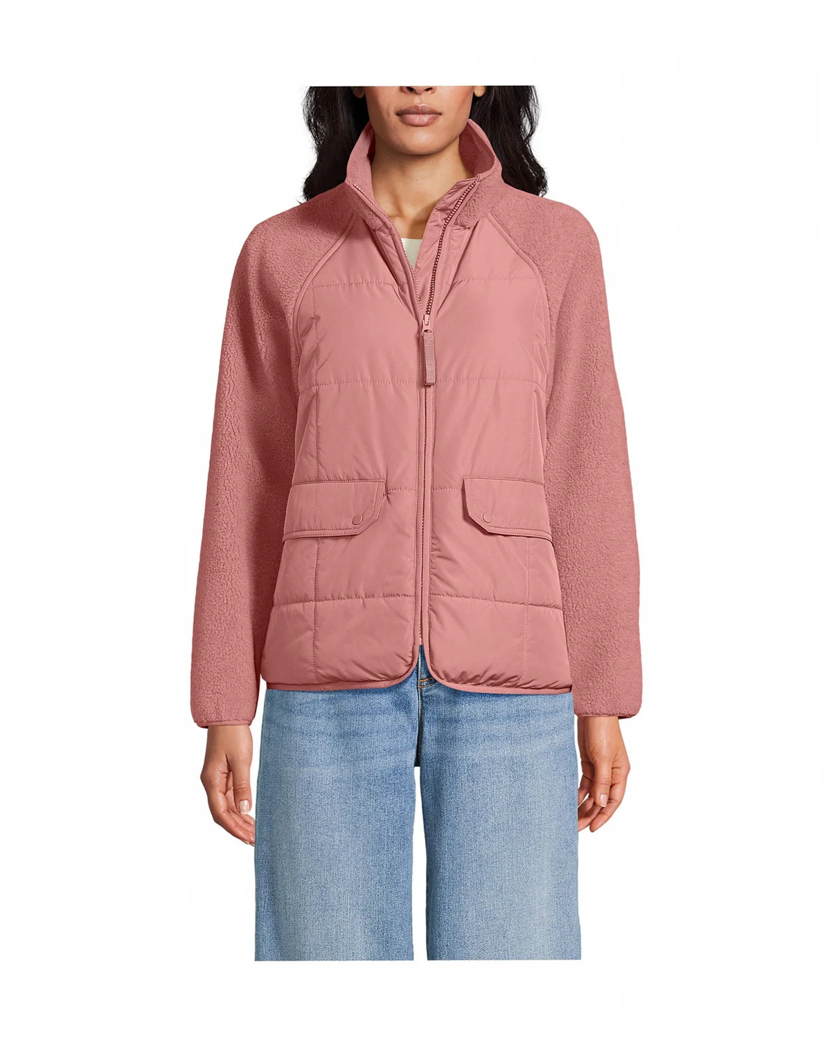 Women's Mixed Media High Pile Fleece Jacket