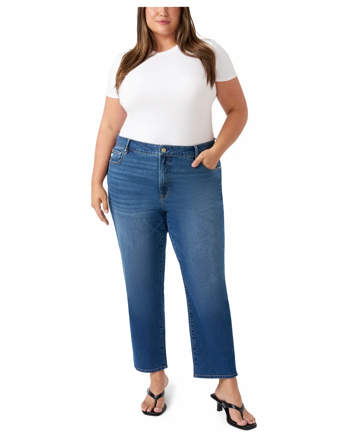 Plus Size Vintage Straight Ankle Jeans