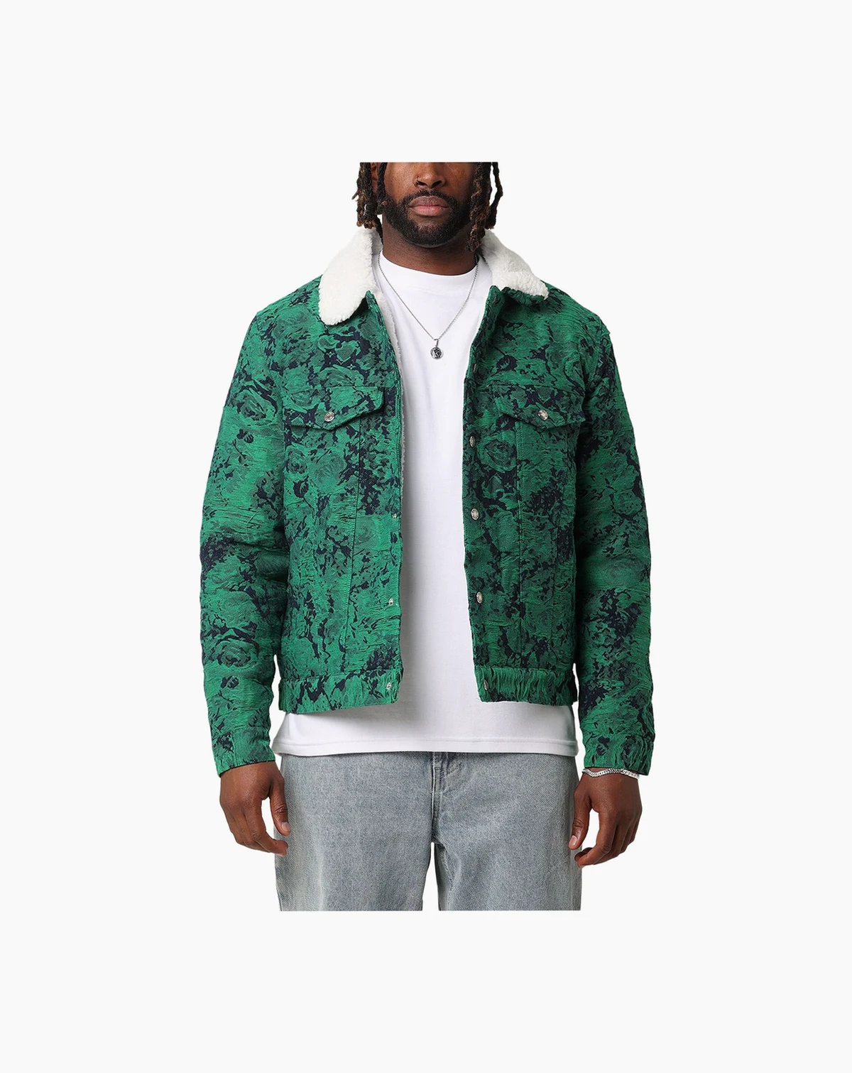 Men's Chelsea Jacquard Sherpa Jacket, Green
