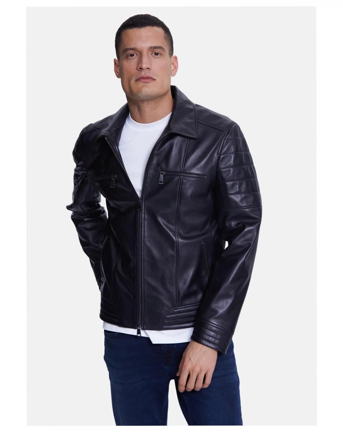 Men's Fashion Leather Jacket, Nappa Black
