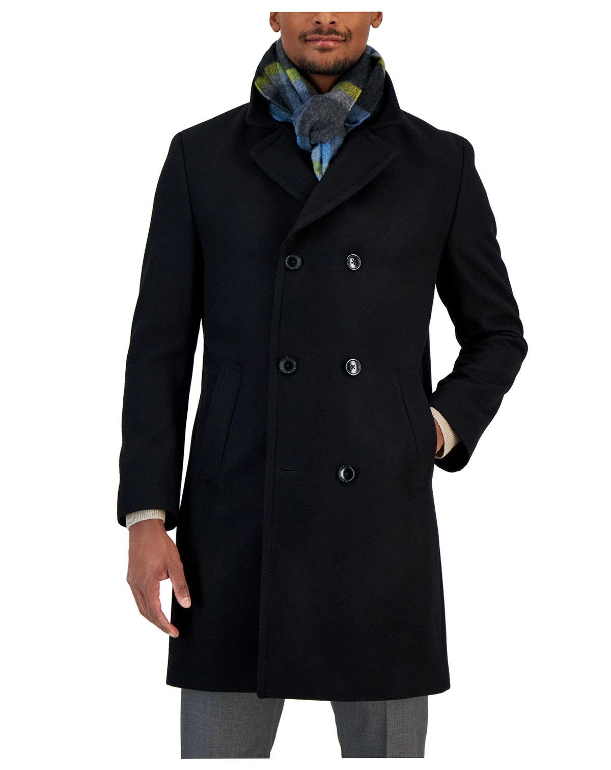 Men's Classic-Fit Double Breasted Wool Overcoat