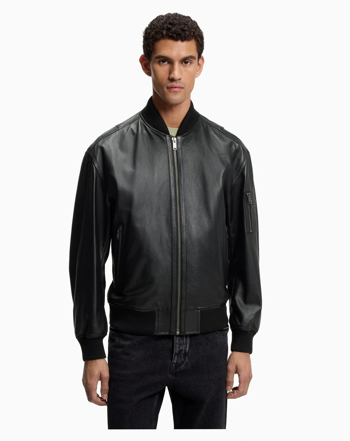 Men's Leather Bomber Jacket