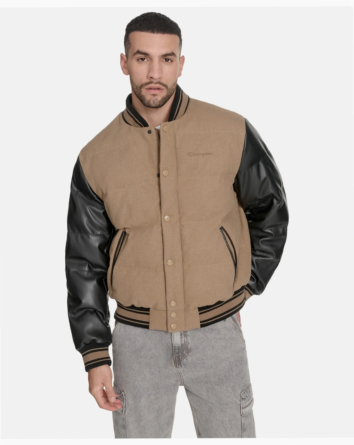 Men's Wool Blend Quilted Puffer Jacket