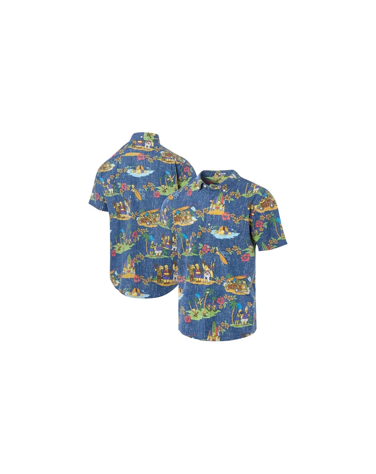 Men's Navy The Simpsons Hawaiian Vacation Tailored Button-Down Shirt