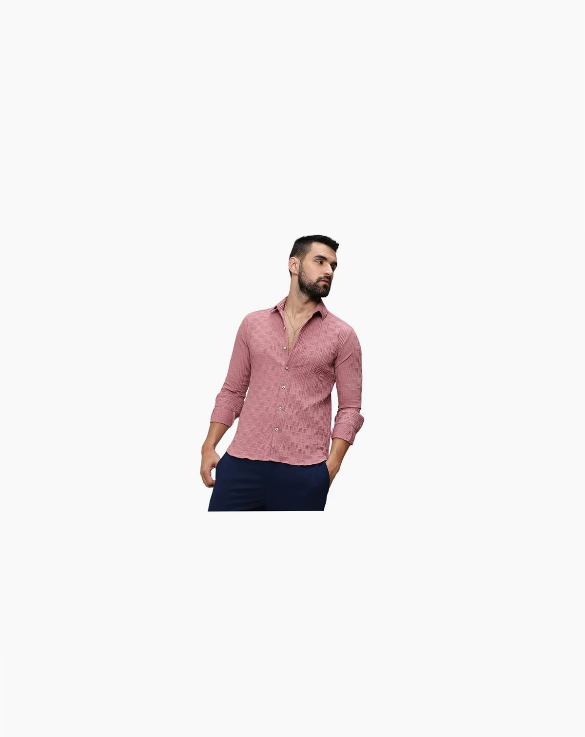 Men's Nude Pink Self-Design Intertwine Shirt