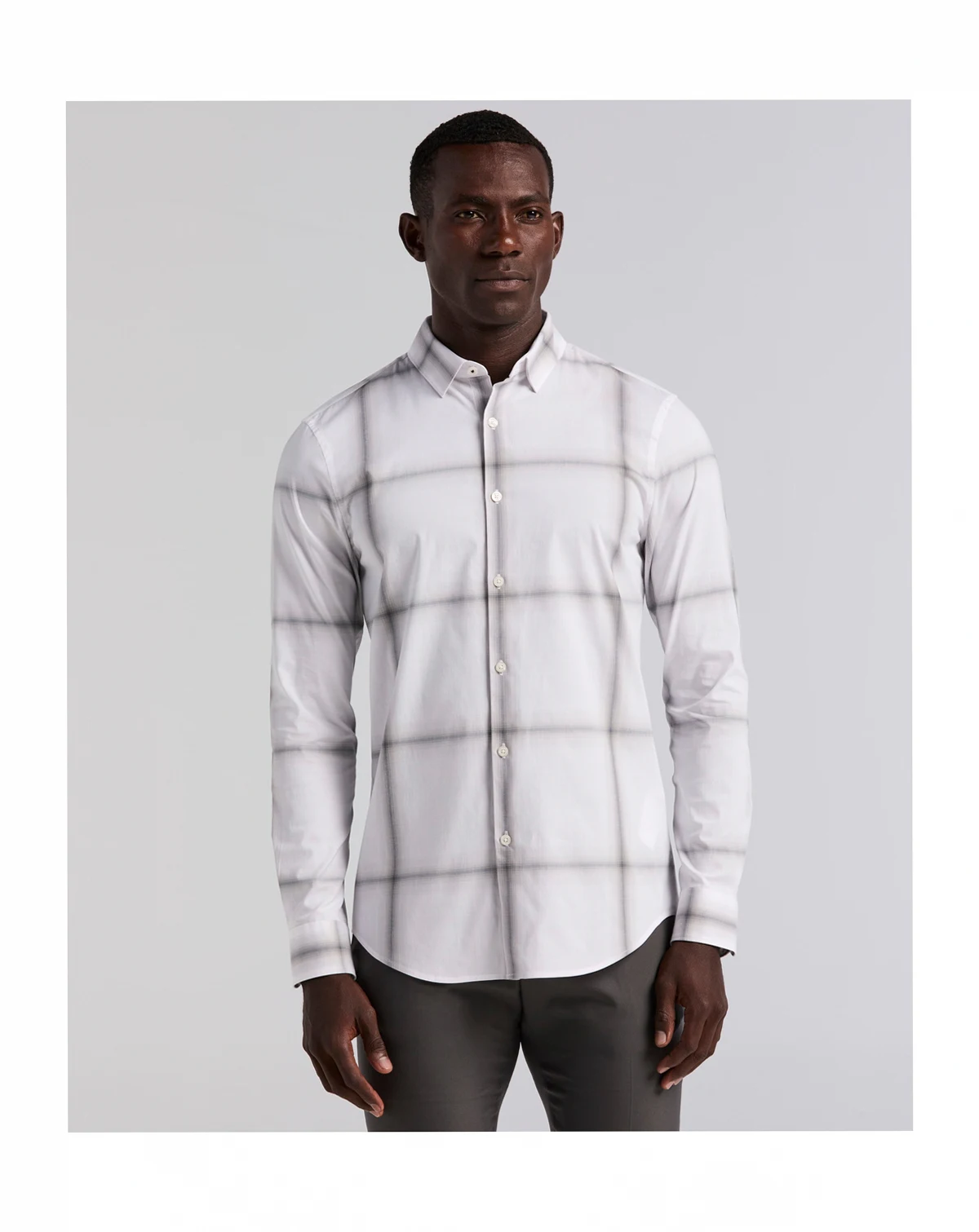 Men's Long Sleeve Ombre Plaid Shirt