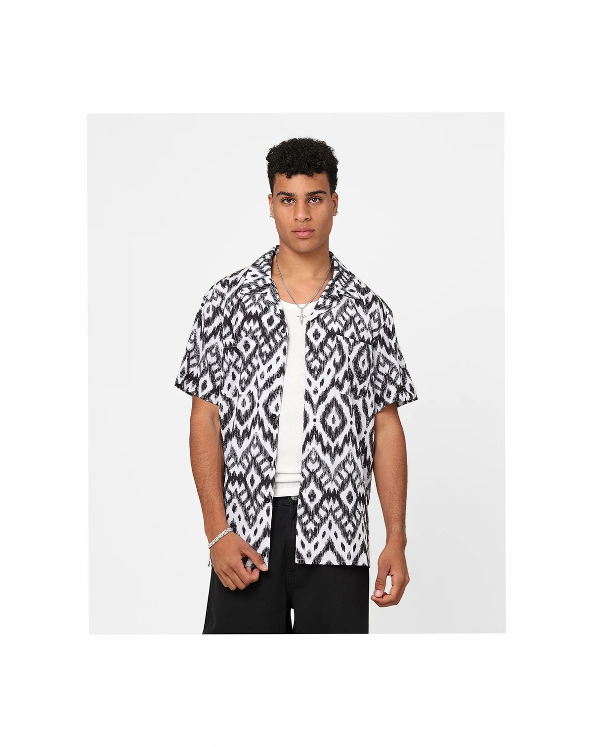 Men's Horizon Button Up Shirt - Black/White S