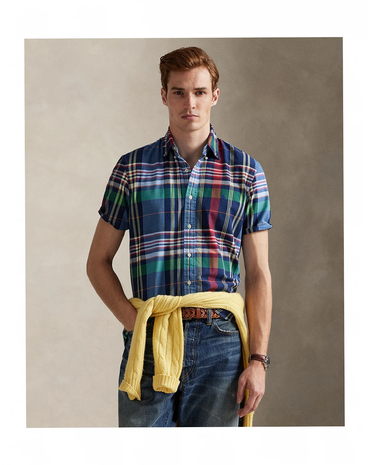 Men's Classic-Fit Yarn-Dyed Plaid Cotton Oxford Button-Down Shirt