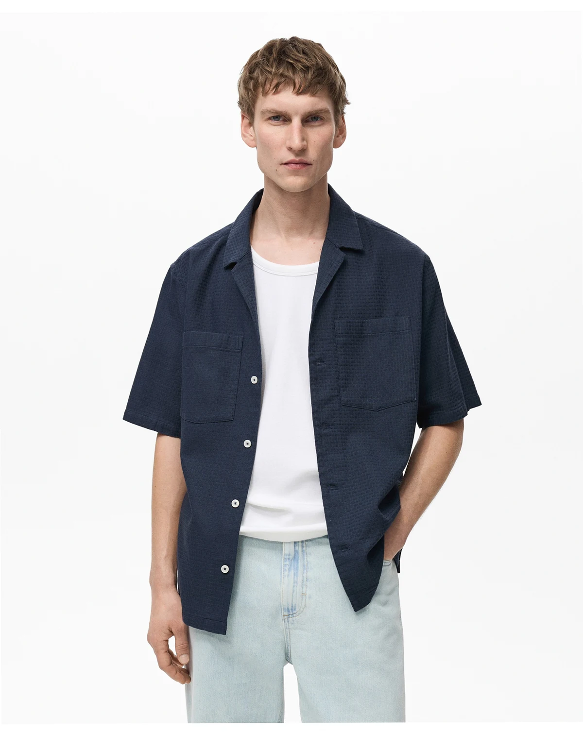 Men's Cotton Check Seersucker Shirt