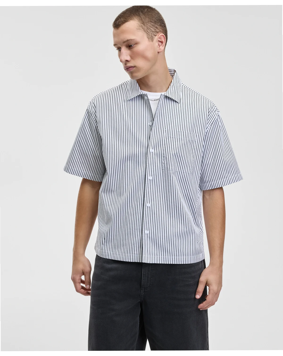 Men's Relaxed Fit Short Sleeve Striped Embroidered Button-Front Shirt, Macy's Exclusive