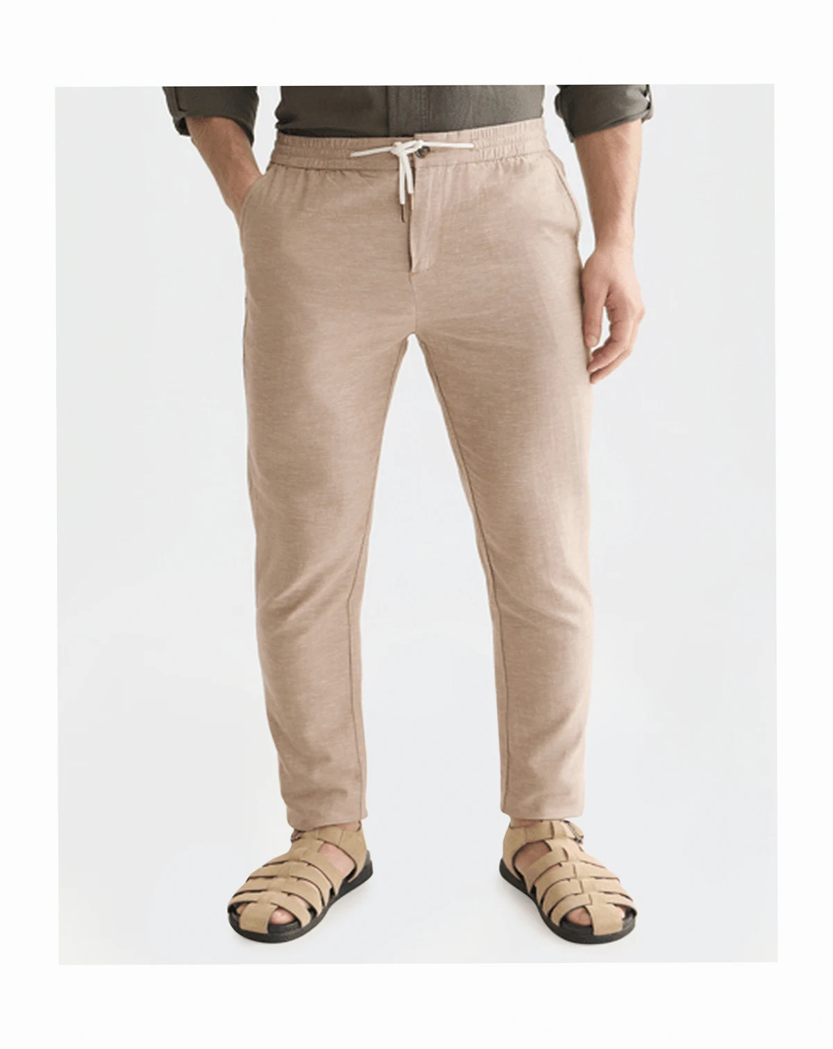 Men's Straight-Fit Linen Jogger Pants