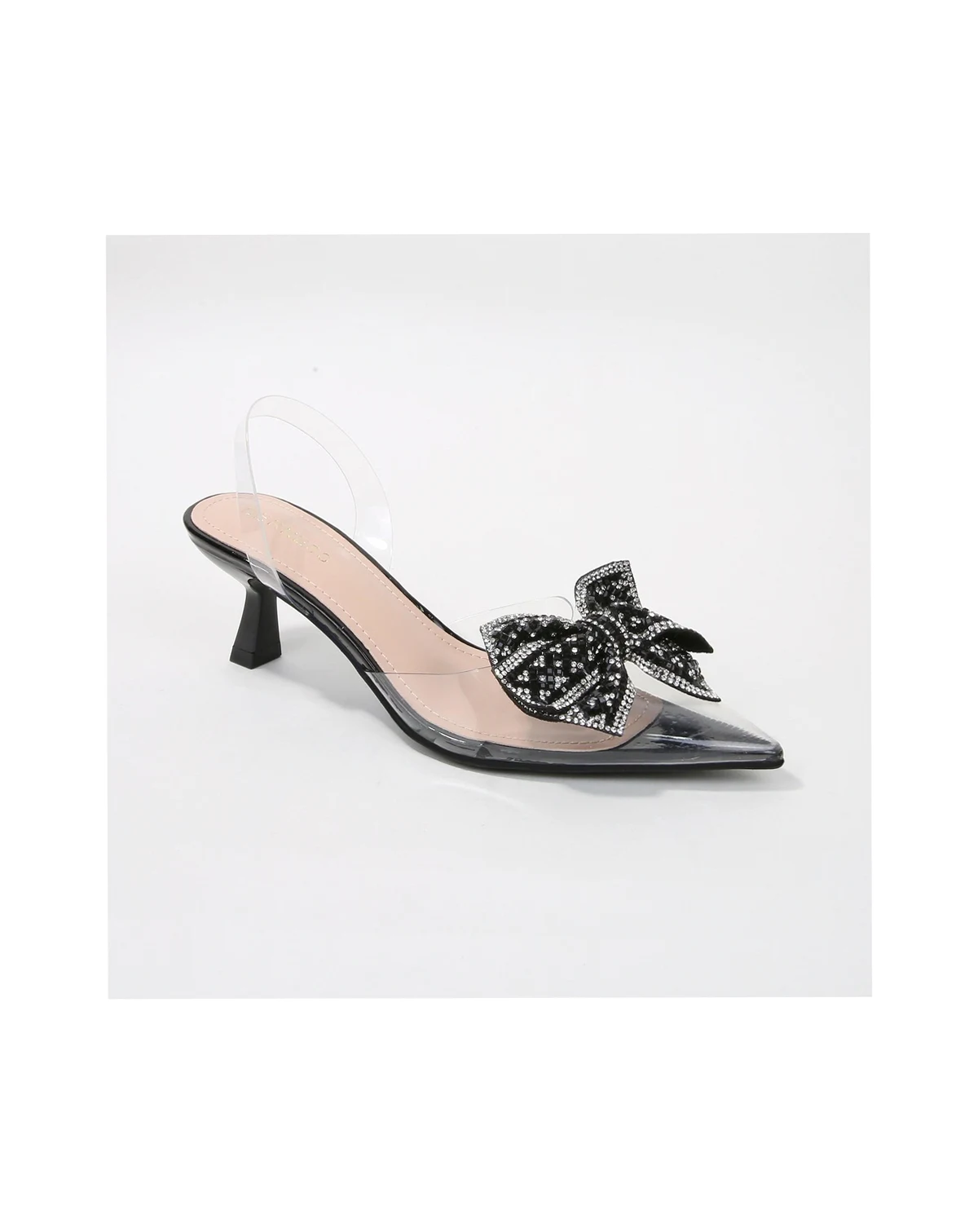 Ninetta Clear Slingback Heels with Crystal Bow