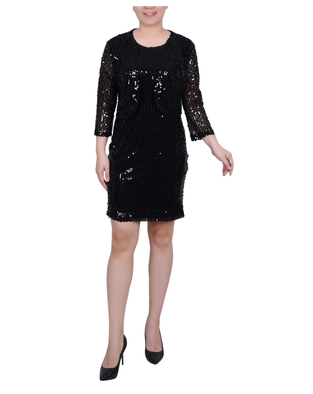 Petite Sequined Bolero Jacket and Dress Set, 2 Piece