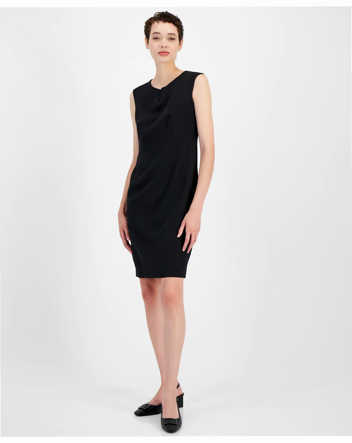 Petite Notch-Neck Sheath Dress