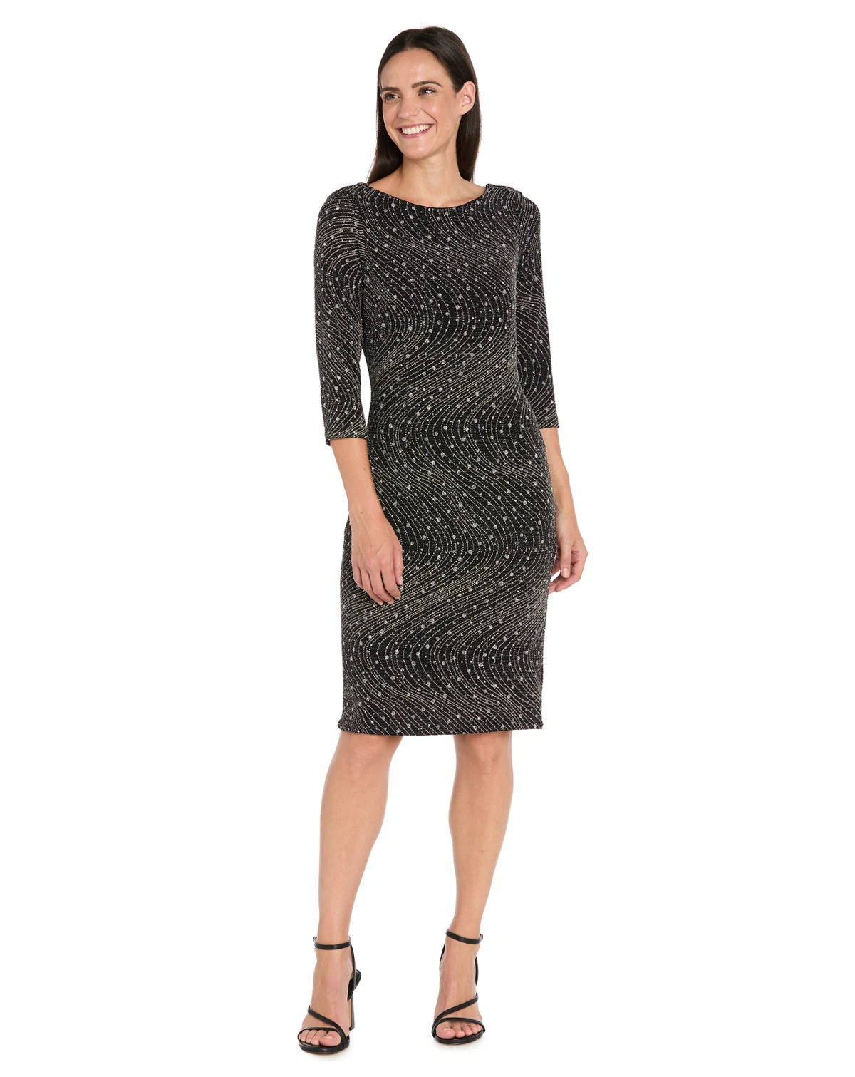 Petite Glitter Knit Round Neck Dress