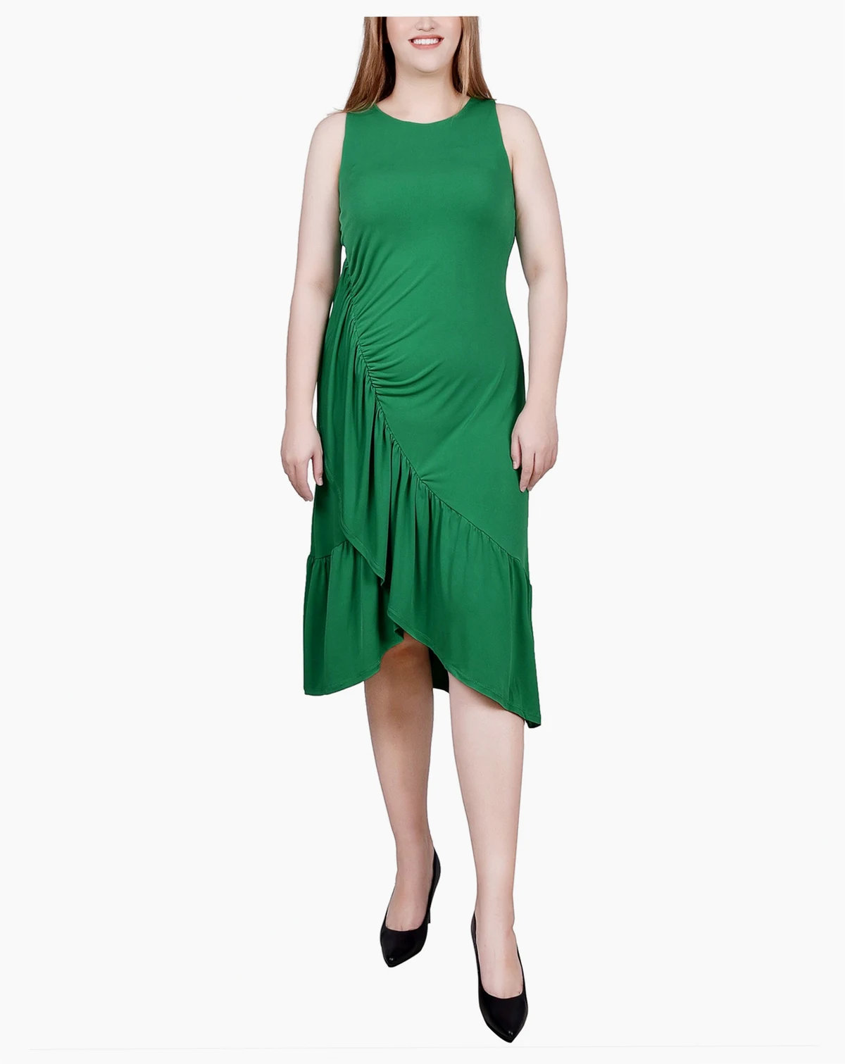 Petite Sleeveless Asymmetrical Ruched Dress