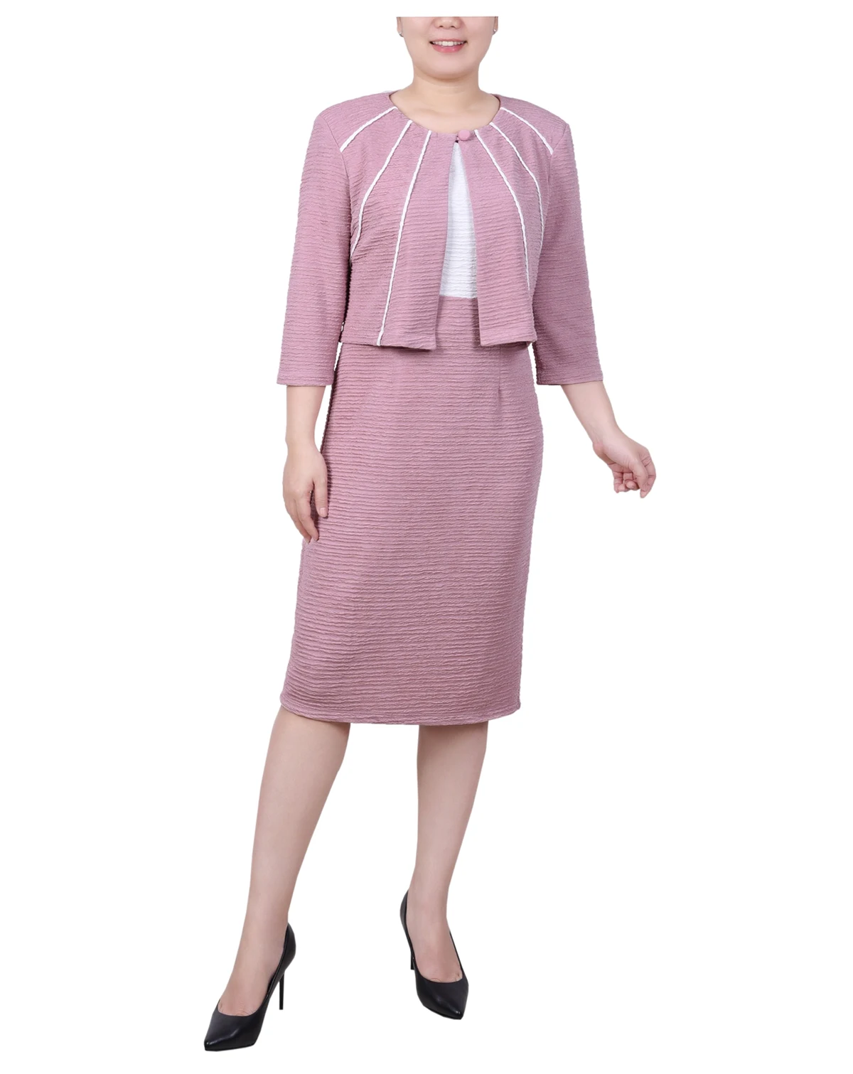 Petite Two Piece Jacket and Dress Set
