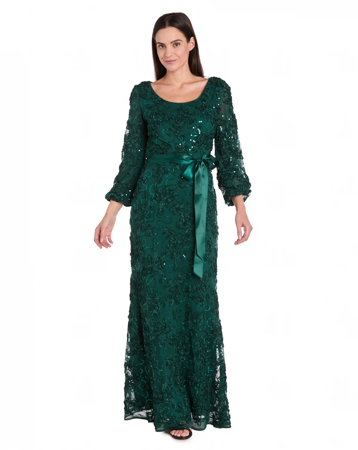 Petite Long Scoop Neck Lace Dress