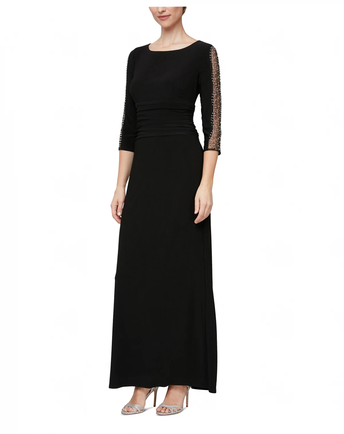 Petite Ruched 3/4-Sleeve Gown