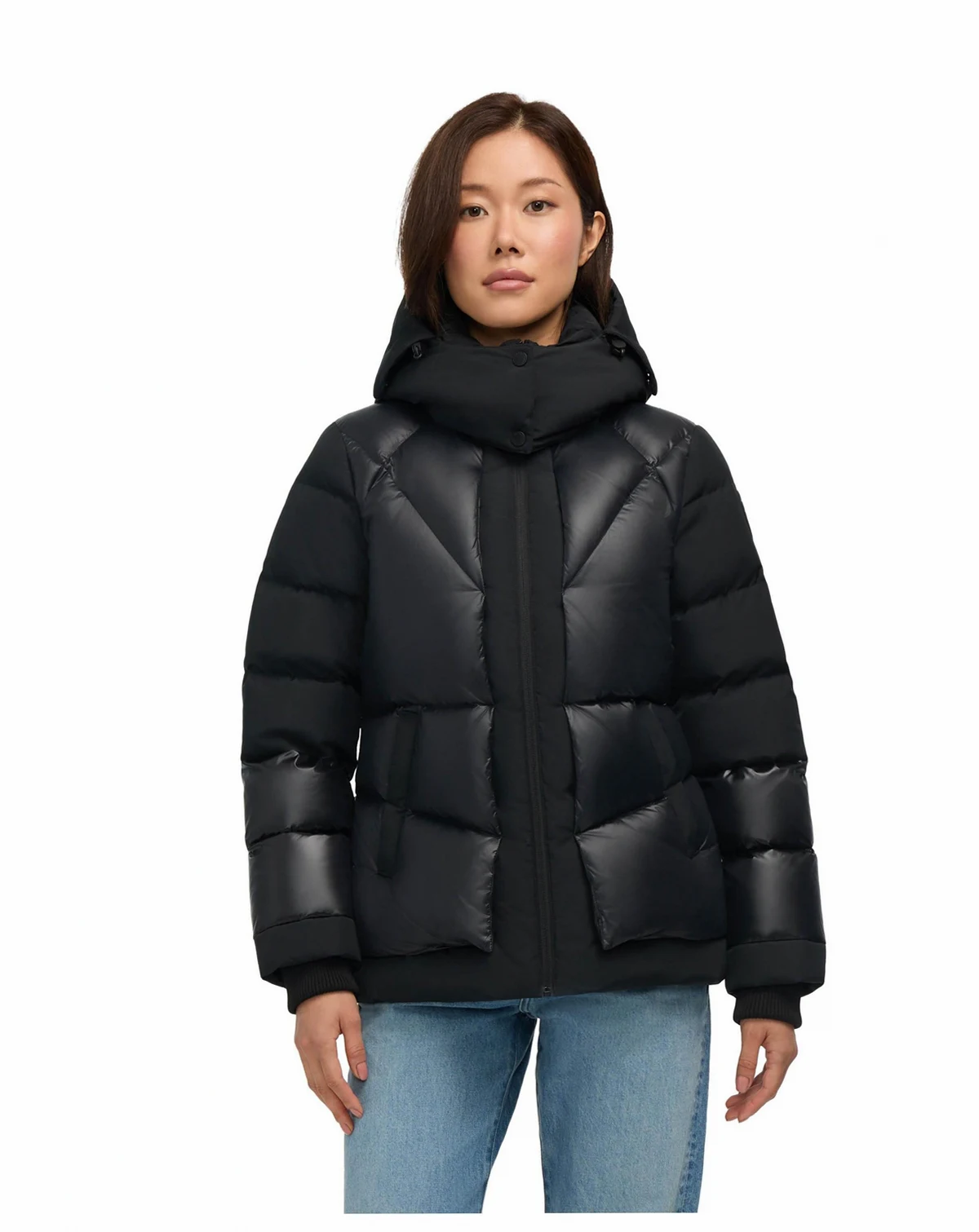 Women's Vega Mixed Media Puffer Jacket with Removable Hood