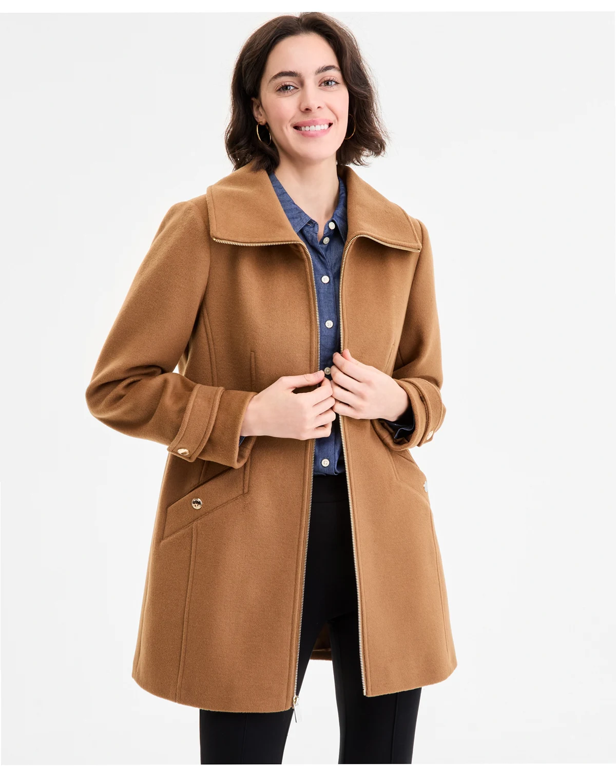 Women's Collared Zip-Front Coat