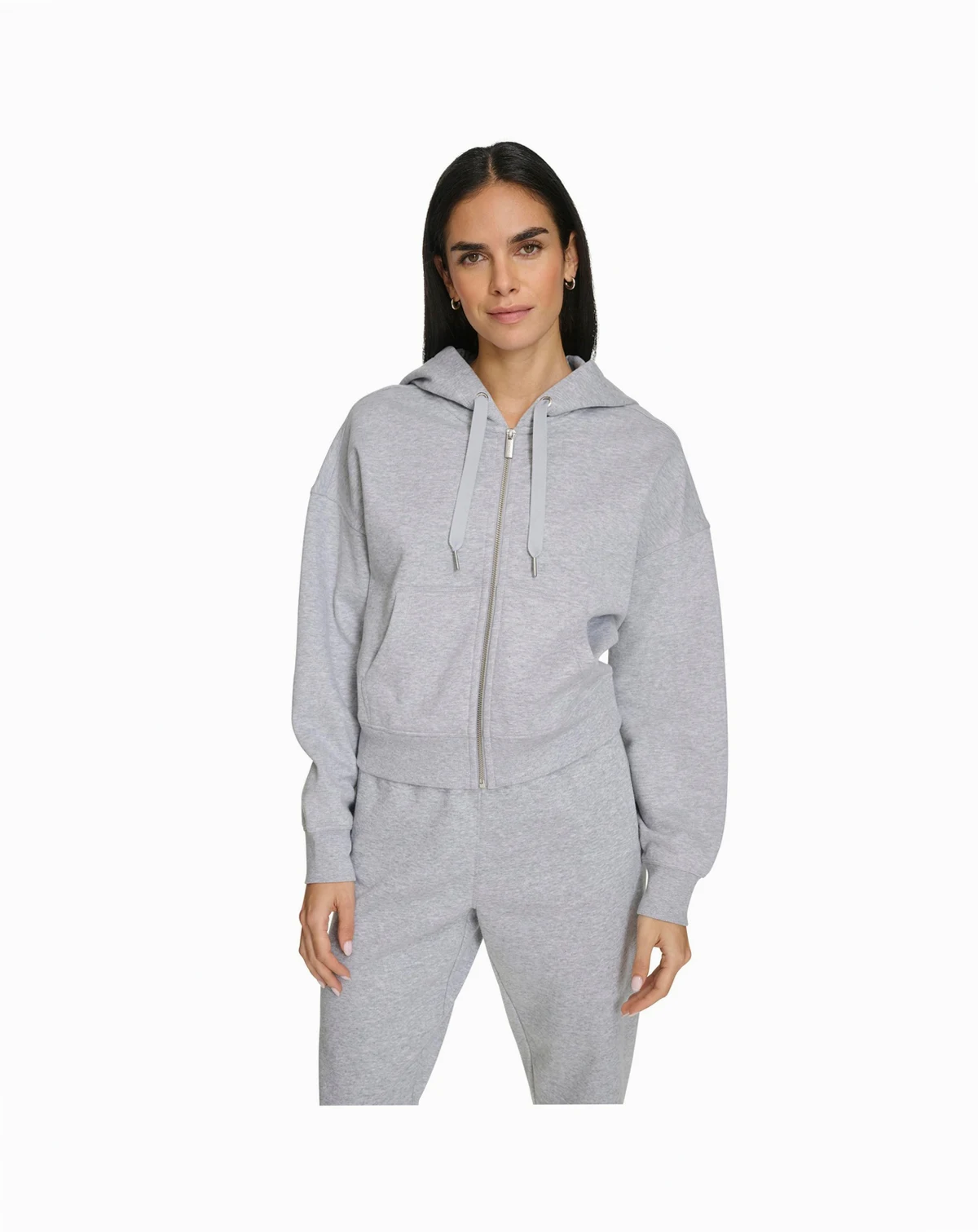 Women's Fleece Crop Zip-Front Long-Sleeve Hoodie