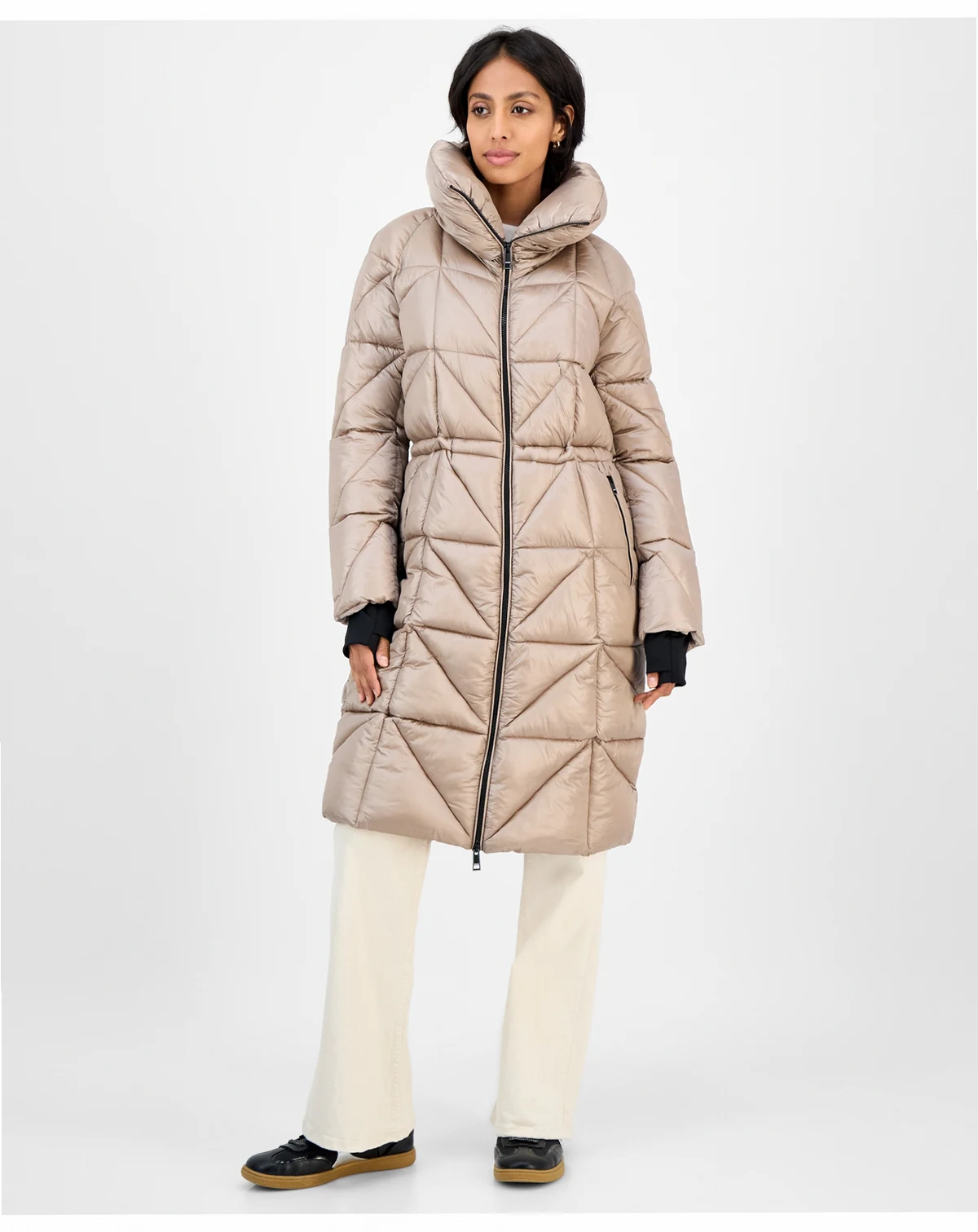 Women's Quilted Thumbhole-Cuff Puffer Coat