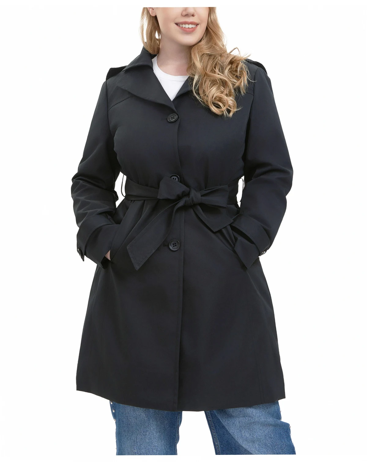 Women's Plus Size Ivy Water Resistant Hooded Trench Coat