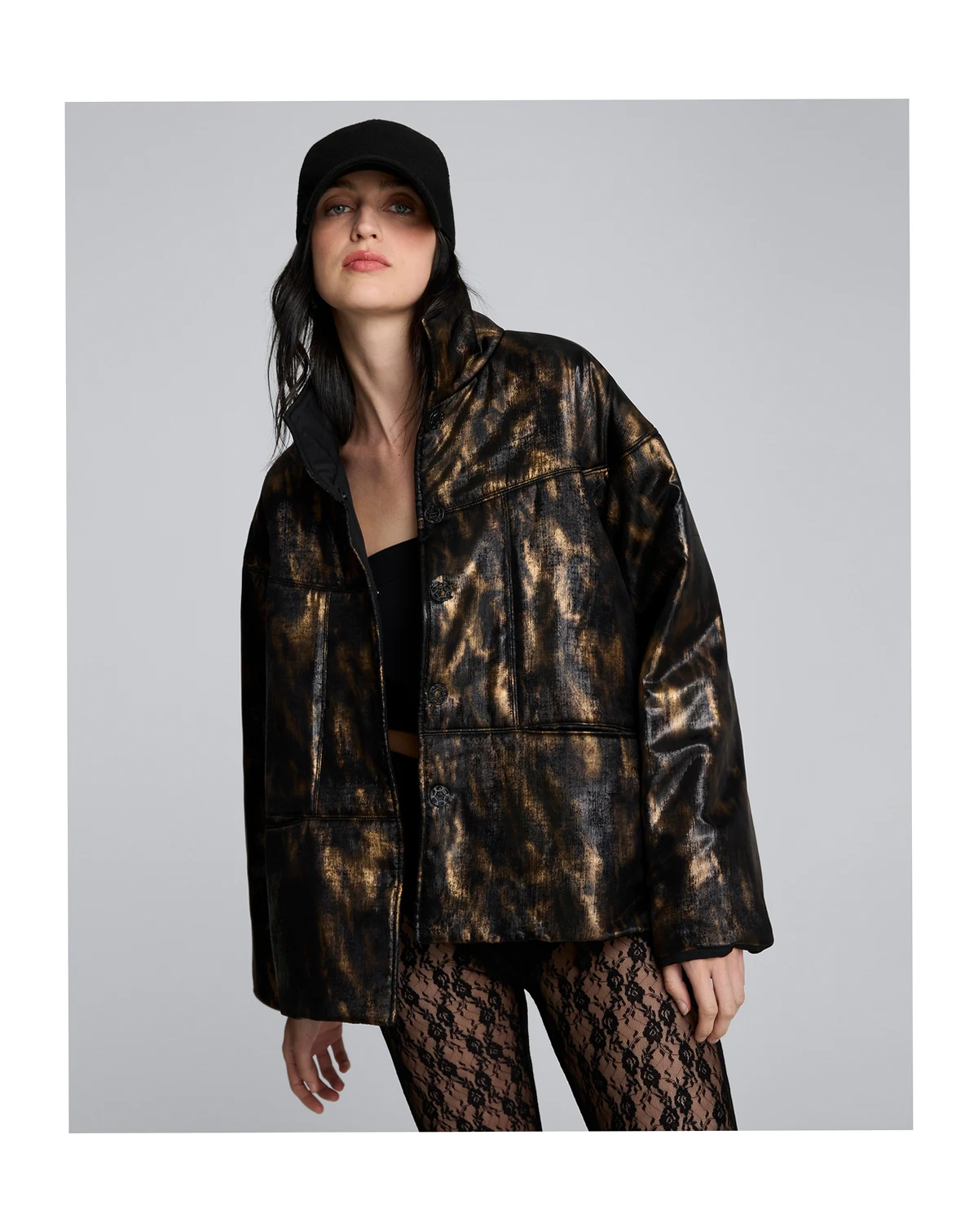 Women's Foiled Satin Puffer Jacket