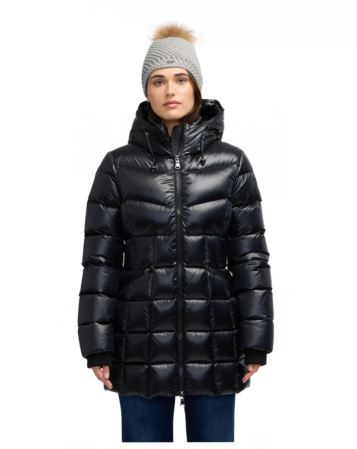 Women's Zola Box Quilt Mid-Length Puffer with Fixed Hood