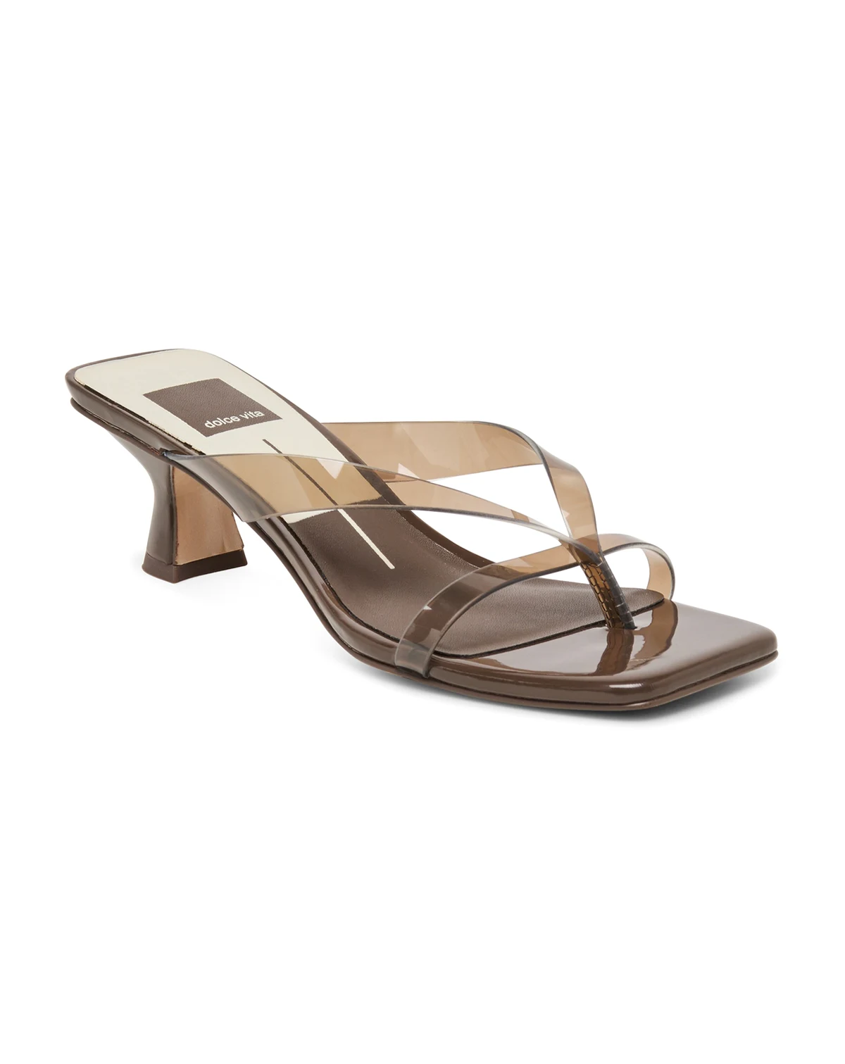 Women's Brevel Vinyl Jelly Thong Low Block Heel Dress Sandals