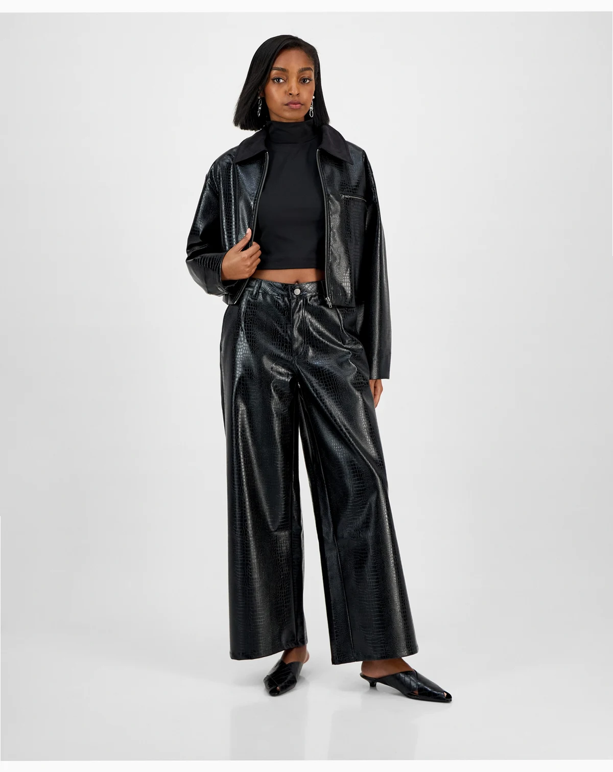 Women's Crocodile-Embossed Faux Leather Pants, Macy's Exclusive