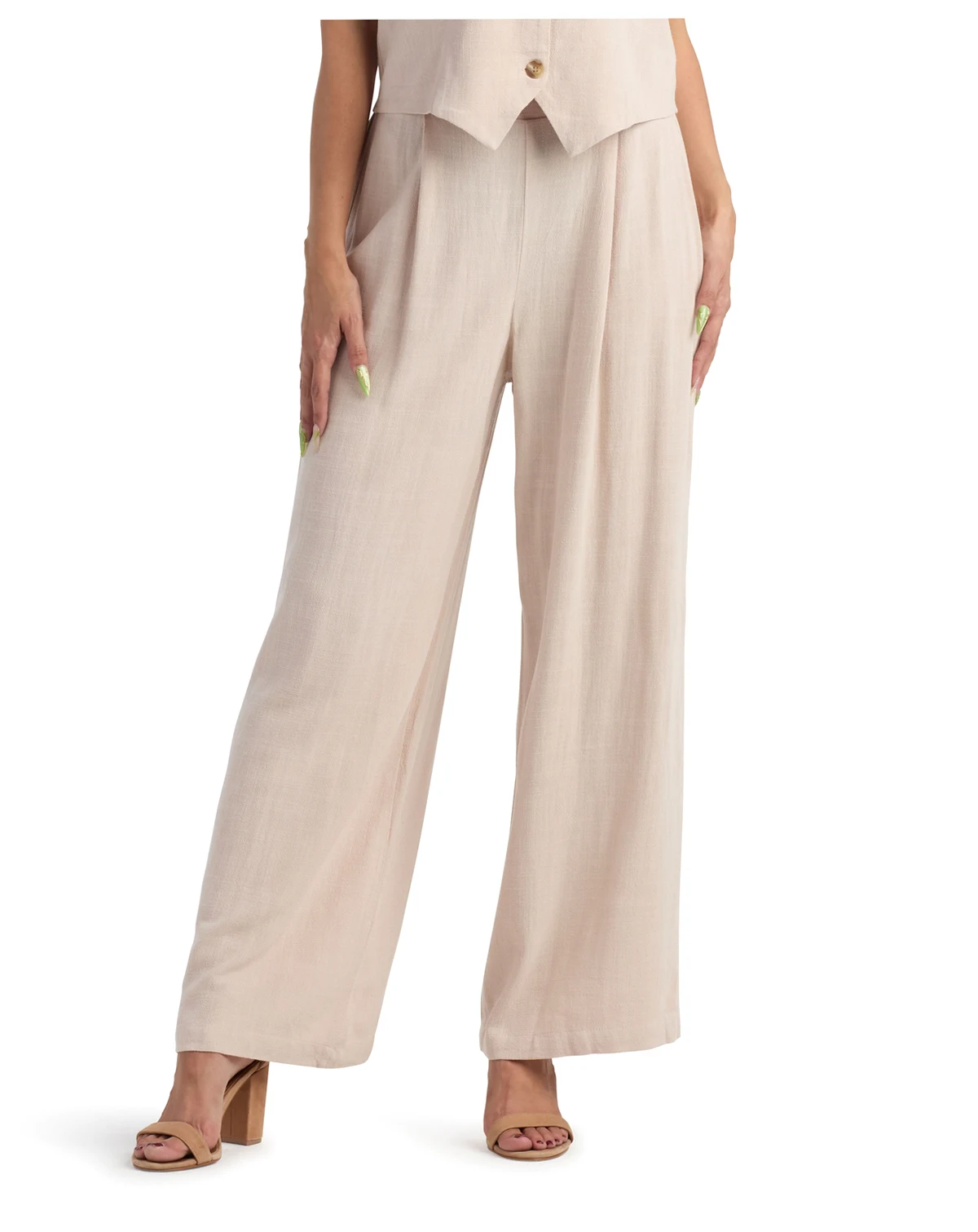 Juniors' Wide Leg Pleated Pants