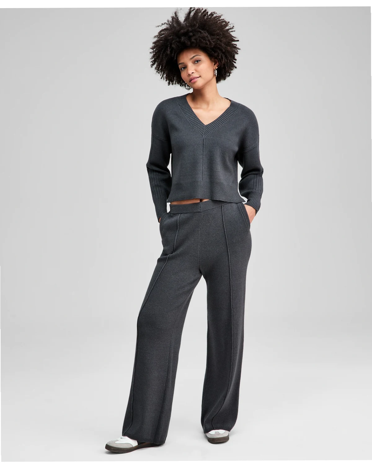 Women's Seamed Knit Wide-Leg Pants, Macy's Exclusive