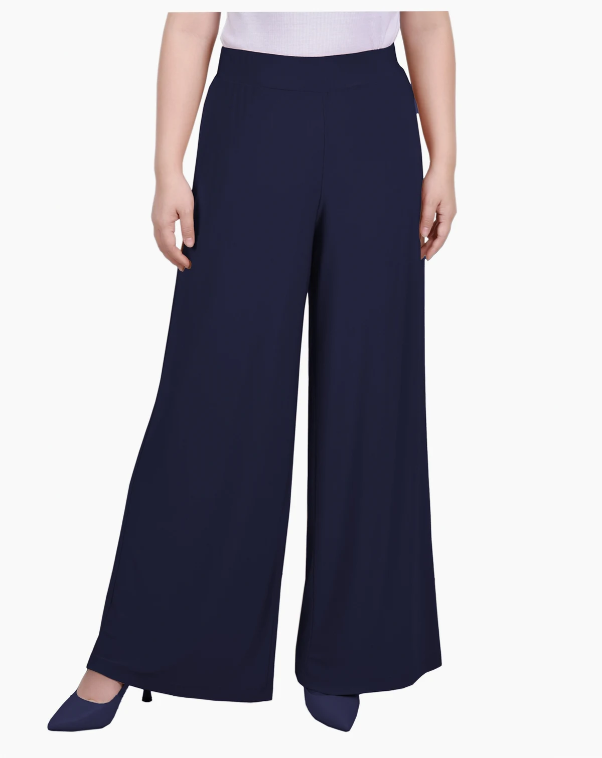Petite Mid Rise Pull On Wide-Leg Palazzo Pant, In Petite & Petite Short