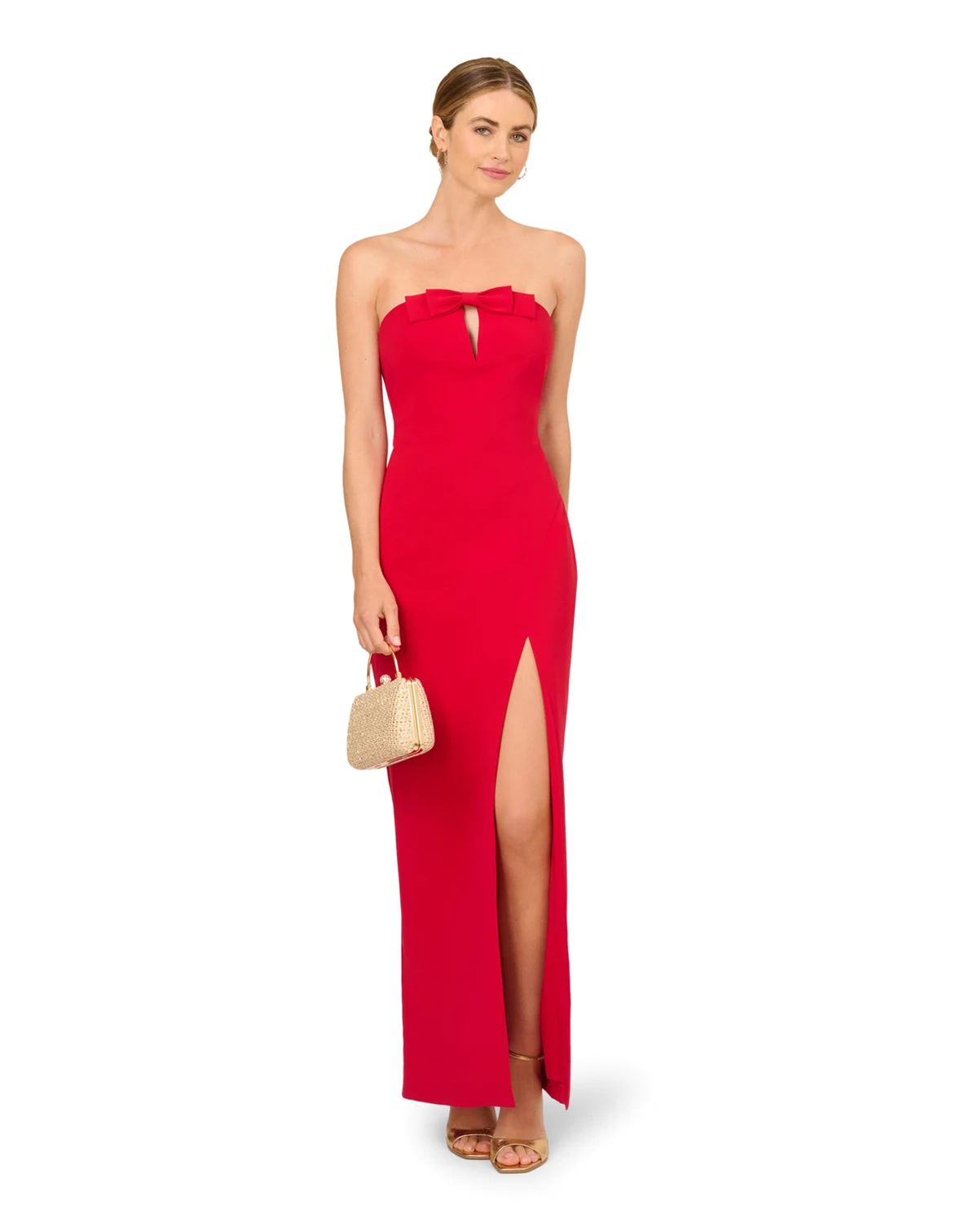 Women's Crepe Sleeveless Slit Gown