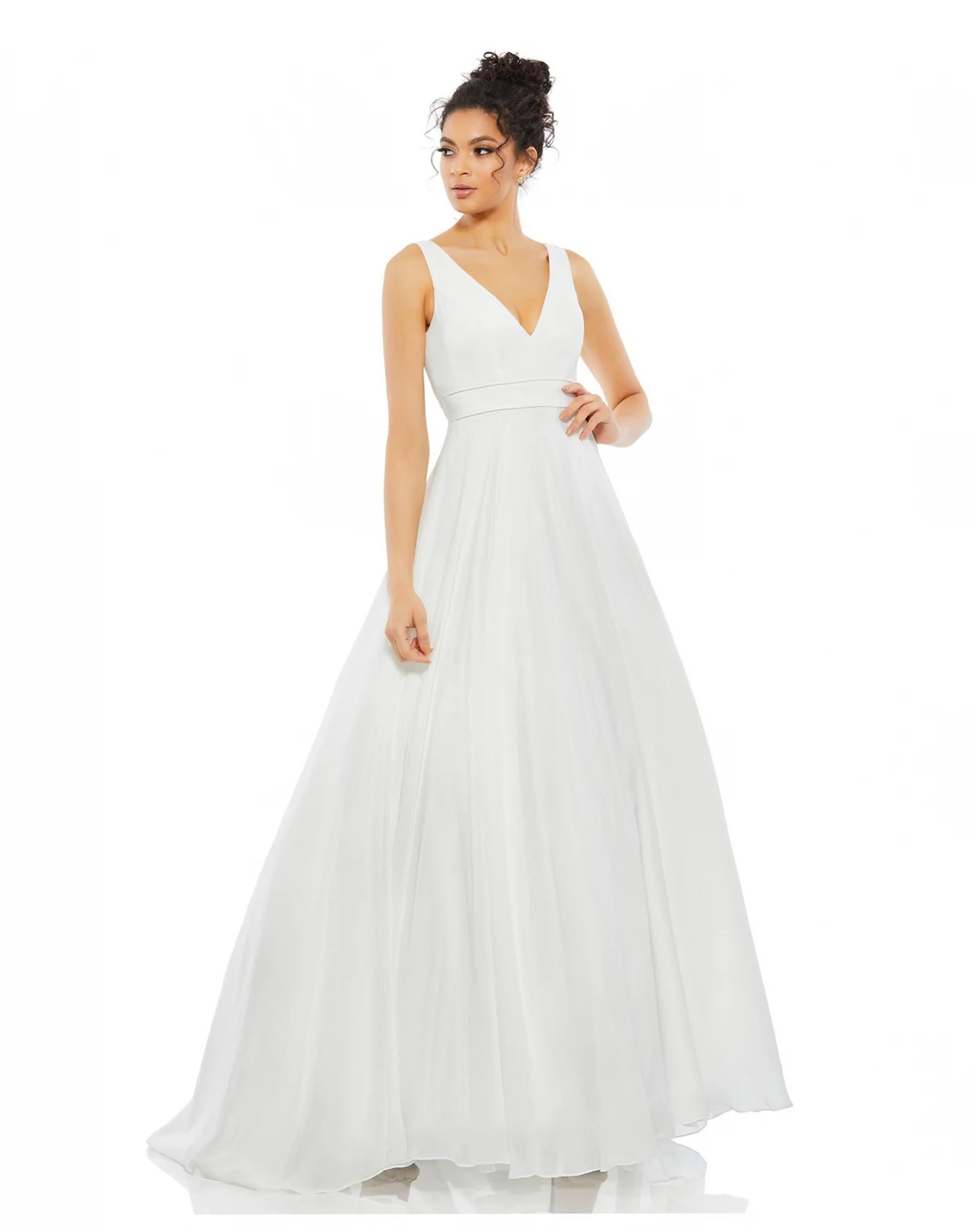 Women's V-Neck Layered Tulle Chiffon Ball Gown
