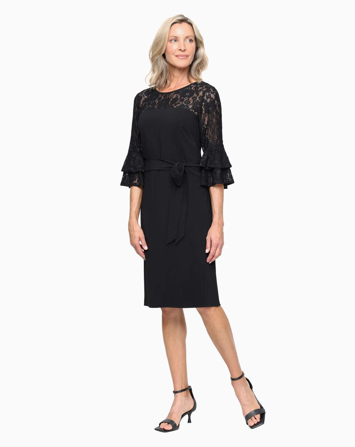 Women's Crewneck Double Tier Bell Sleeve Dress
