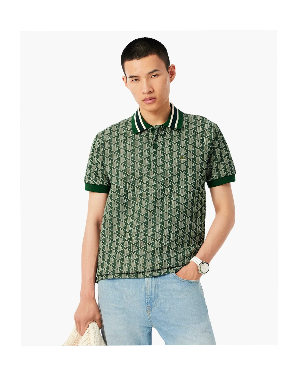 Men's Classic Fit Monogram Jacquard Polo Shirt