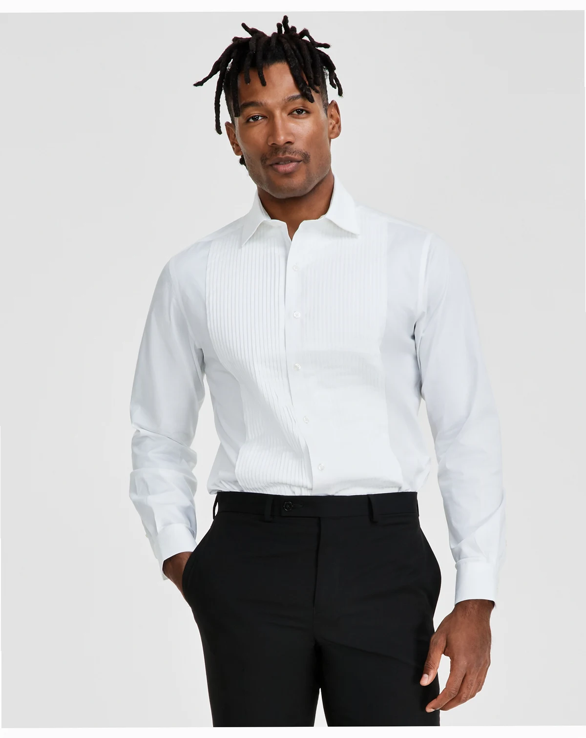 Men's Slim-Fit Solid Tuxedo Shirt, Created for Macy's