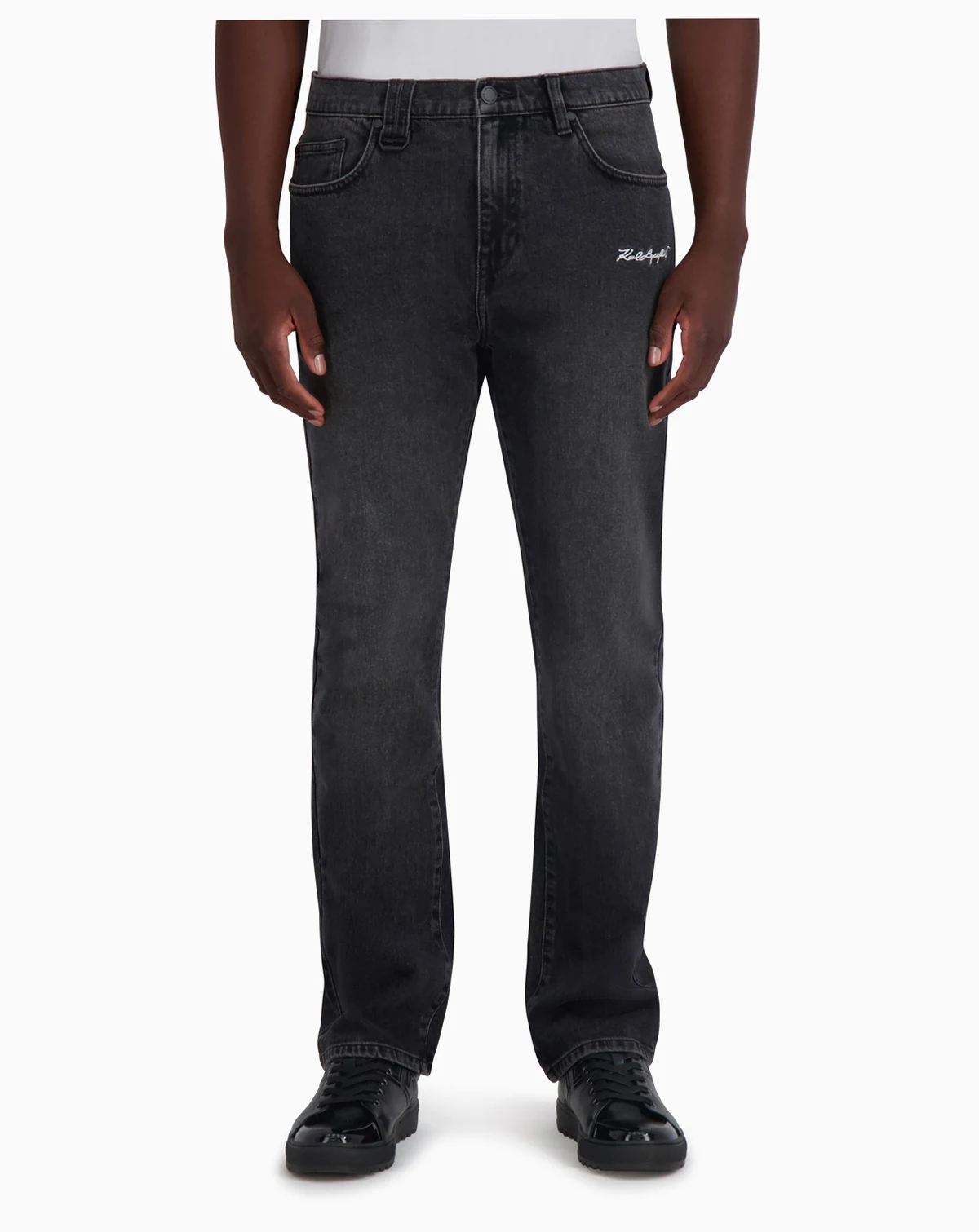 Men's Mid-Rise Logo-Embroidered Bootcut Jeans