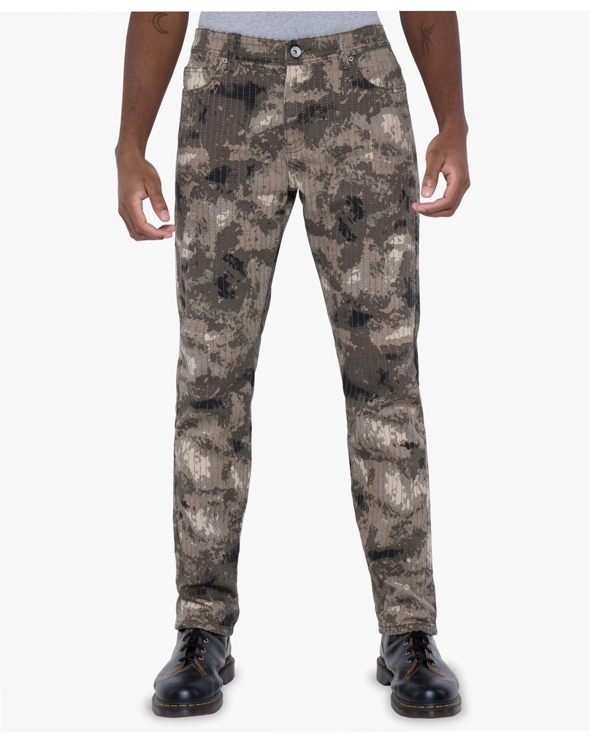 Men's Printed Denim Vertical Stitching Jeans