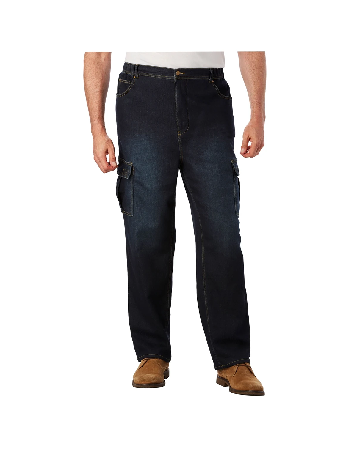 Big & Tall Relaxed Fit Cargo Denim Look Sweatpants